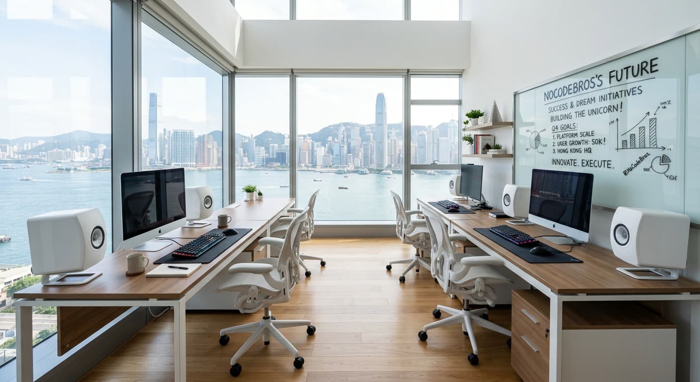 NoCodeBros office overlooking Hong Kong